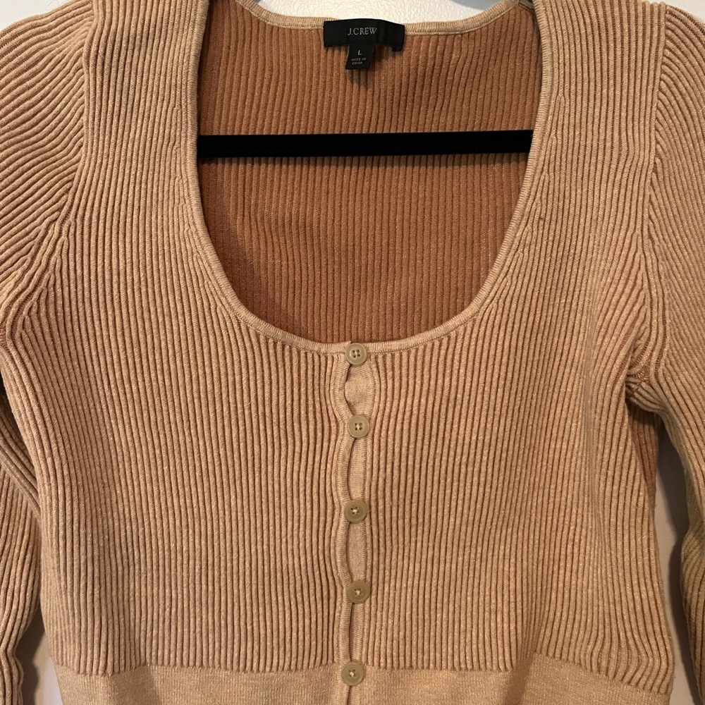 J. Crew Tan Cropped Cardigan